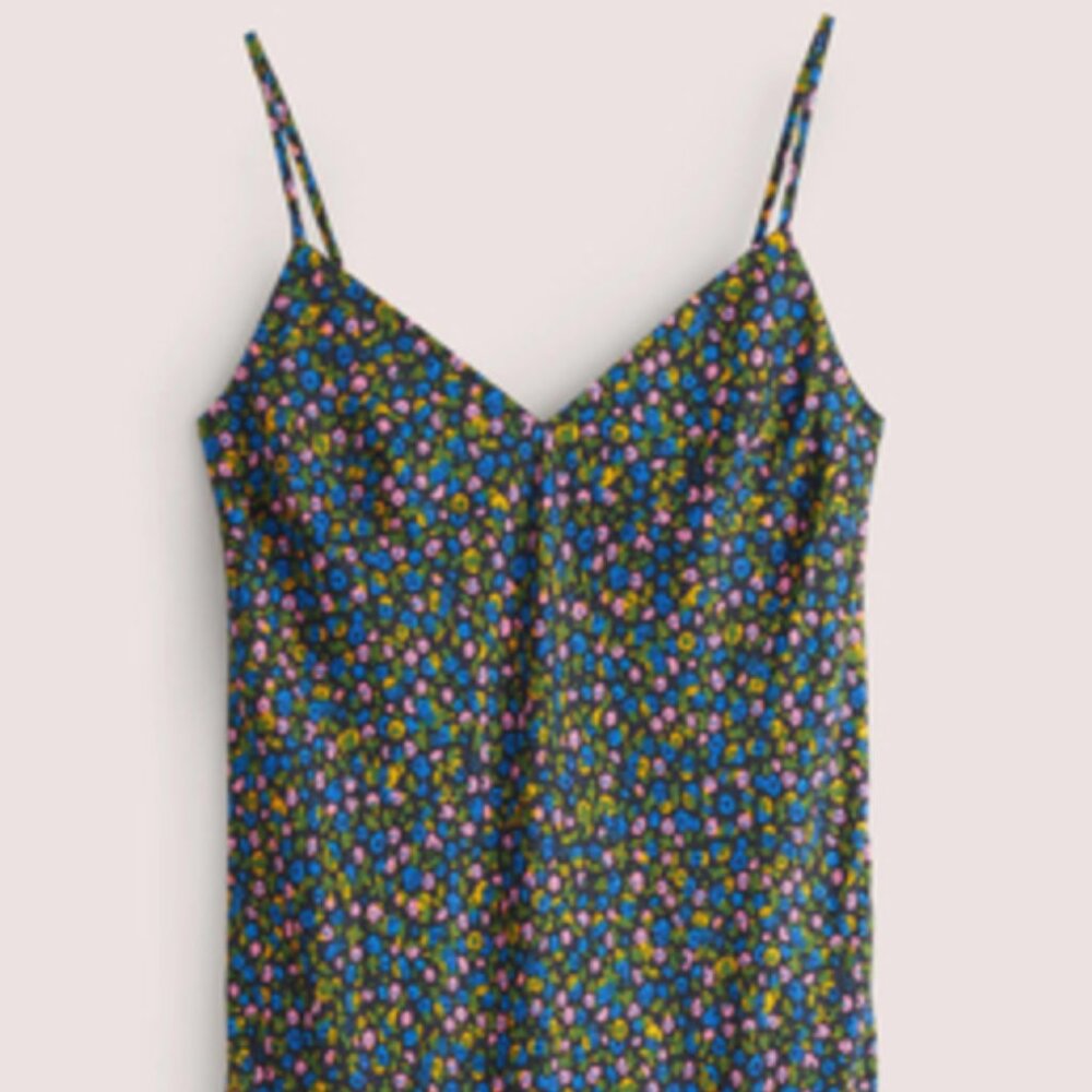 BODEN Elena Silk-blend Midi Slip Dress In Blue Size 14 - Picture 5 of 15